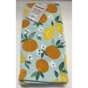 NEW Set Of 2 Cuisinart Kitchen Towels Orange Lemon Citrus Spring Summer